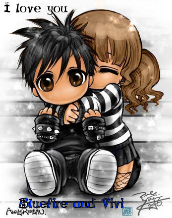 emo anime couples hugging